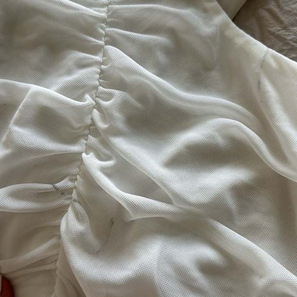 Snatching White Corset Mesh Mini Dress - Picture 3 of 5